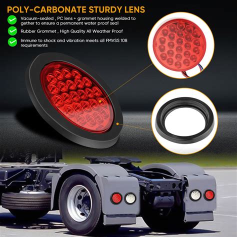 X Red Inch Round Led Truck Trailer Stop Turn Tail Brake Light