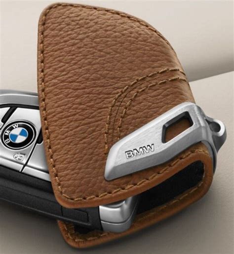 Original BMW Schlüsseletui Leder Sattelbraun mit Edelstahlspange