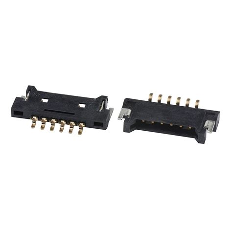 6pin Black Color Wire To Board Connector 1 25pitch Smt Type Right Angle Wafer Connector