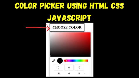 Color Picker Using Html Css Javascript Youtube