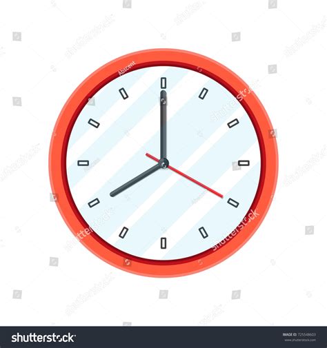 Simple Classic Red Round Wall Clock Stock Vector Royalty Free