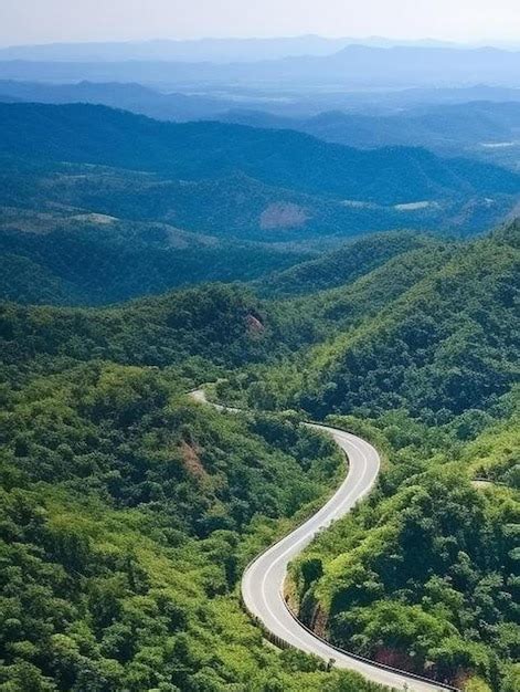 Premium Ai Image Aerial View Of Car Driving On Beautiful Steep Curved