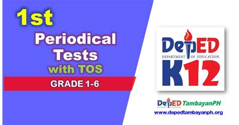 Compilation Of First Periodical Test Questions With Table Of Specifications Tos For Grade 1 6