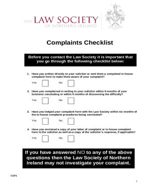 Complaints Checklist Doc Template PdfFiller