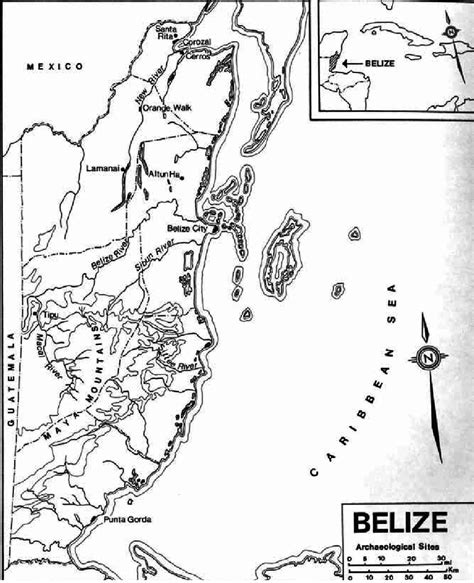 Map of Belize showing the locations of Tipu and Lamanai. (Drawing by E ...