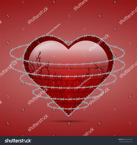 Vector Drawing Heart Shape Barbed Wire Stock Vector Royalty Free