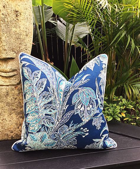 Blue Floral Outdoor Cushions Outdoor Pillows Tropical Tommy Bahama Pillows Cushion Cover Only