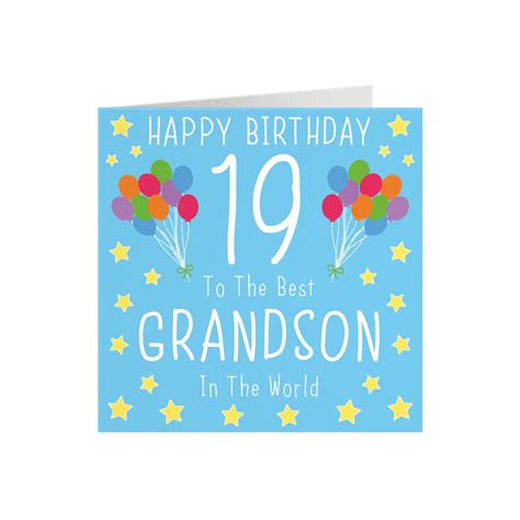 Grandson 19th Birthday Card Happy Birthday 19 to the - Etsy