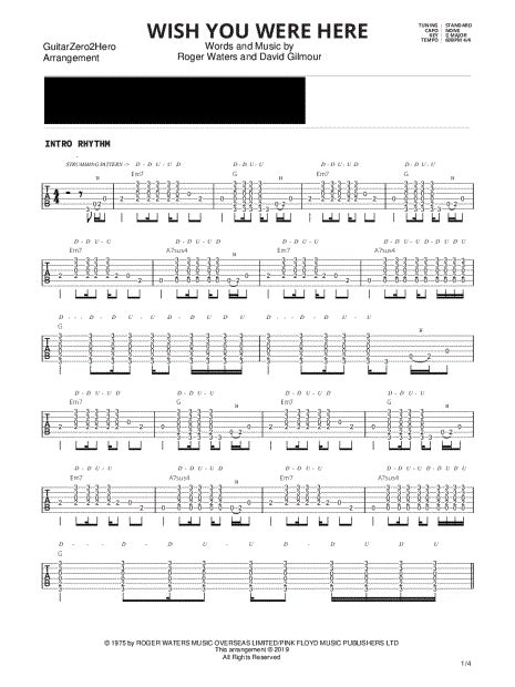 Print And Download Guitarzero2hero Wish You Were Here Guitar Tab