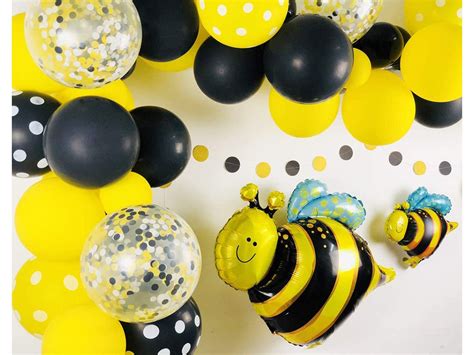 Bumblebee Balloons Garland Kit Pcs Yellow Black Polka Dot Etsy