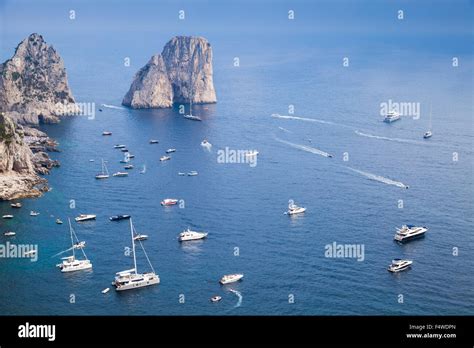 Capri Island Italy Coastal Landscape With Faraglioni Rocks And