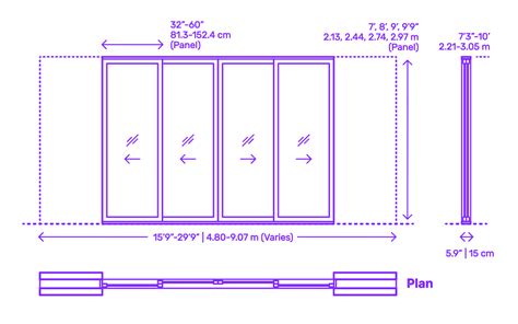 Multi Slide Door Pocket 4 Panels Bi Part Dimensions Drawings