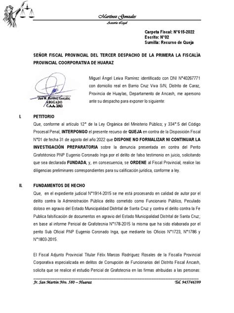 Recurso De Queja De Derecho Pdf Fiscal Procedimiento Criminal