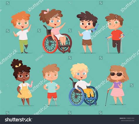 Disability Children Kids Sitting Wheelchairs Handicapped Stock