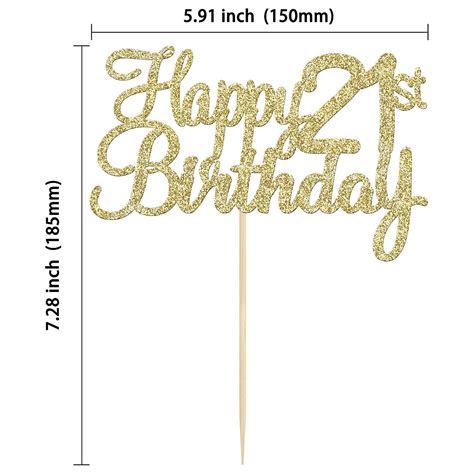 Gold Glitter Happy 21st Birthday Cake Topper 21st Birthday Party