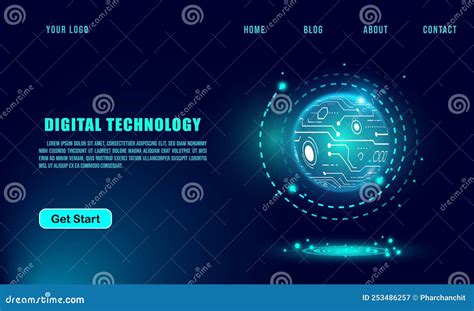 Technology Concept For Web Banner Template Or Brochure Blue Colour