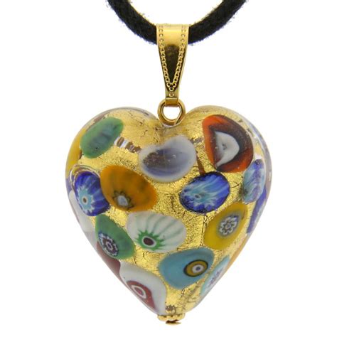 Murano Pendants Murano Glass Heart Pendant Klimt