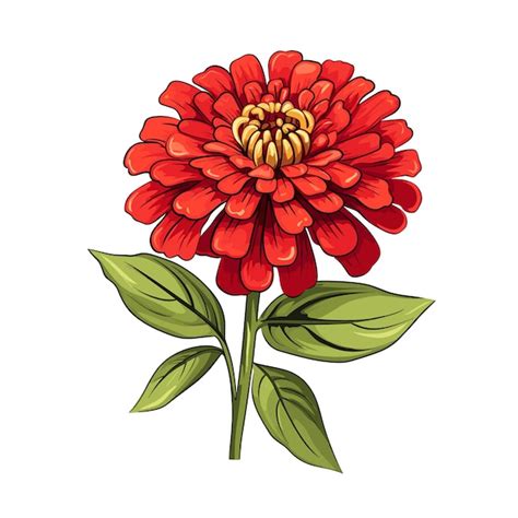 Ilustración de flor de zinnia de color plano dibujado a mano Vector