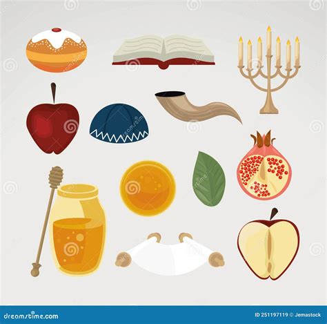 Twleve Yom Kippur Icons Stock Vector Illustration Of Jewish 251197119