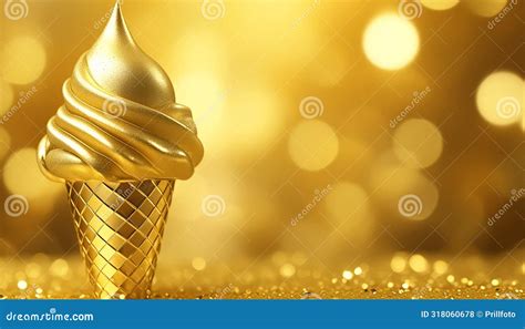 Golden Ice Cream Cone Stock Illustration Illustration Of Rarefied