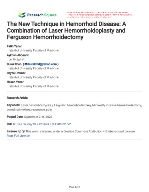 Pdf The New Technique In Hemorrhoid Disease A Combination Of Laser