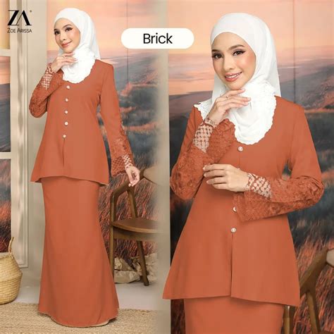 Baju Kurung Moden Joslyn Lace Plain Baju Raya Viral Baju Raya