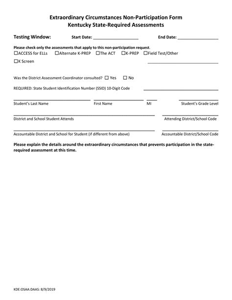 Kentucky Extraordinary Circumstances Non Participation Form Fill Out Sign Online And Download