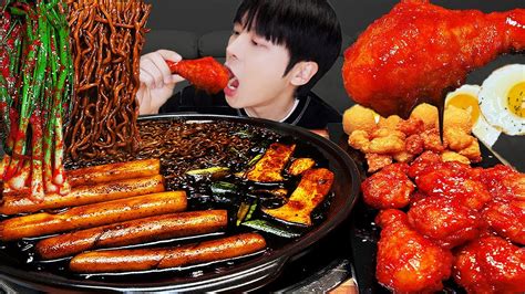 Asmr Mukbang Fried Chicken And Tteokbokki