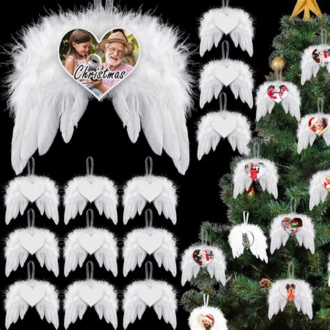 Christmas White Angel Wings Ornament Hanging Feather Hanging Decor