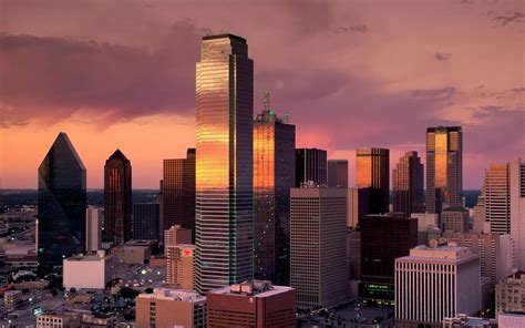 Download Wallpaper 3840x2400 Dallas, Texas, Skyscrapers, Sunset