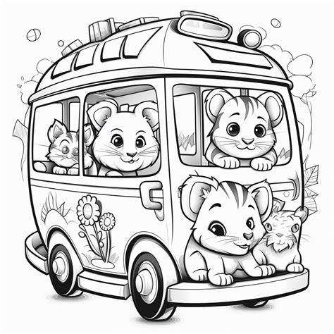 Lustige Straßenbahn mit Tiermasken happycoloring net