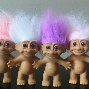 Vintage Russ Troll Dolls BEST SELLER Naked Trolls Yellow Orange Pink Red Purple Green Blue