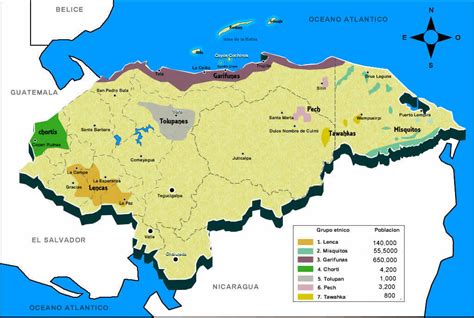 Mapa De Grupos étnicos De Honduras Mapa De Honduras