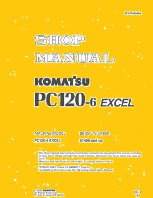 Komatsu PC120 6 EXCEL Excavator Workshop Repair Service Manual PDF