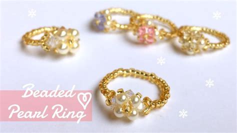 【diy】簡単💍 パールリングの作り方very Easy ♡lovely Pearl Ring ビーズの指輪 ビーズアクセサリー ハンドメイドジュエリー