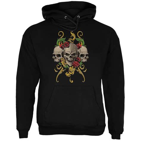 Skulls And Roses Mens Hoodie Black 3x Lg