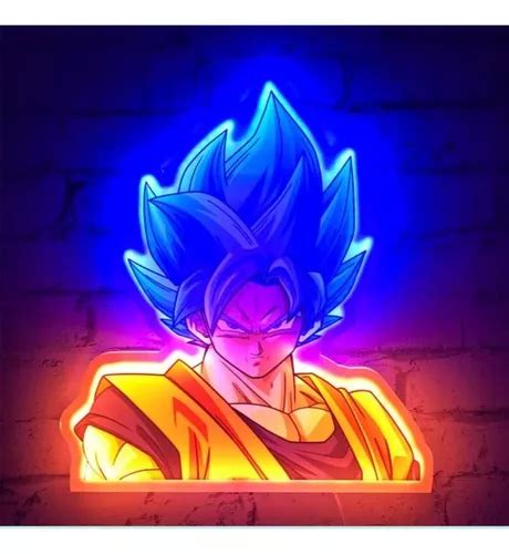 Letrero Led Neon Cuadro Goku Dragon Ball Ancho 60cm Luminoso