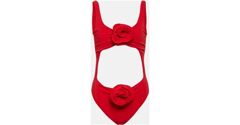 Magda Butrym Floral Applique Cutout Swimsuit In Red Lyst