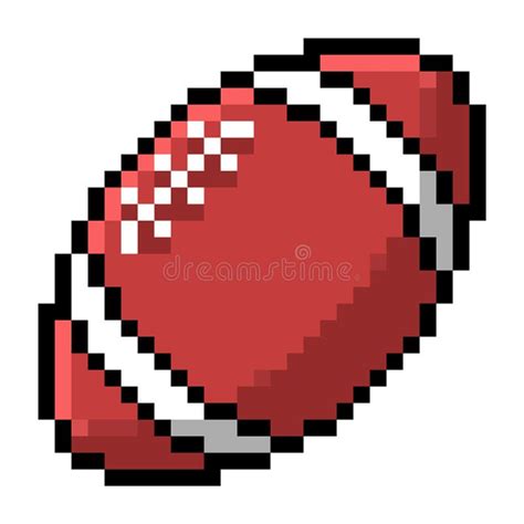 Football Ball Pixel Art Isolated Rugby Ball Pixel Art Stock