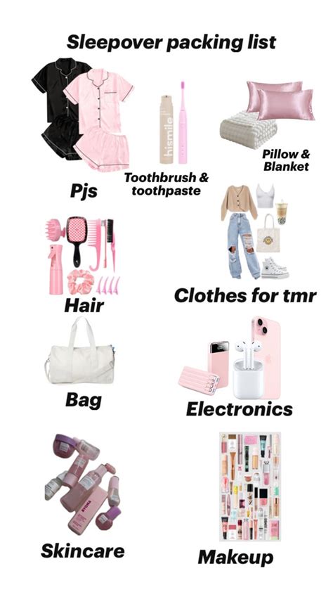 Sleepover Packing List Sleepover Packing List Sleepover Essentials