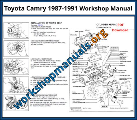 Toyota Camry 1987-1991 Workshop Repair Manual Download PDF