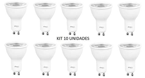 Kit 10 Lampada LED Dicroica MR16 4 8W 2700K GU10 Bivolt 1416 Galaxy