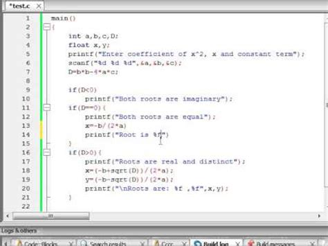 Program To Find Roots Of Quadratic Equation In C Language Youtube