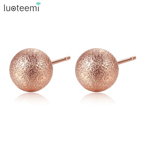 LUOTEEMI Brand New Spherical Stud Earrings For Women Party Rose Gold