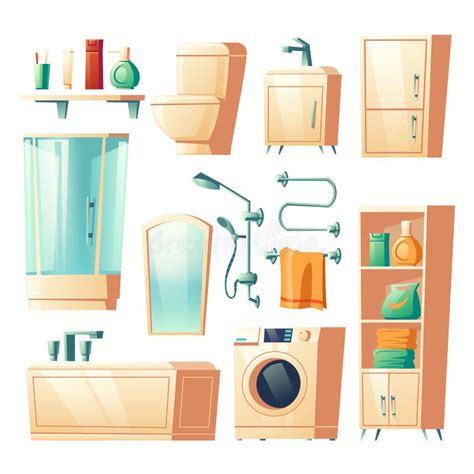 Ilustraciones De Dibujos Animados De Muebles Modernos De Baño