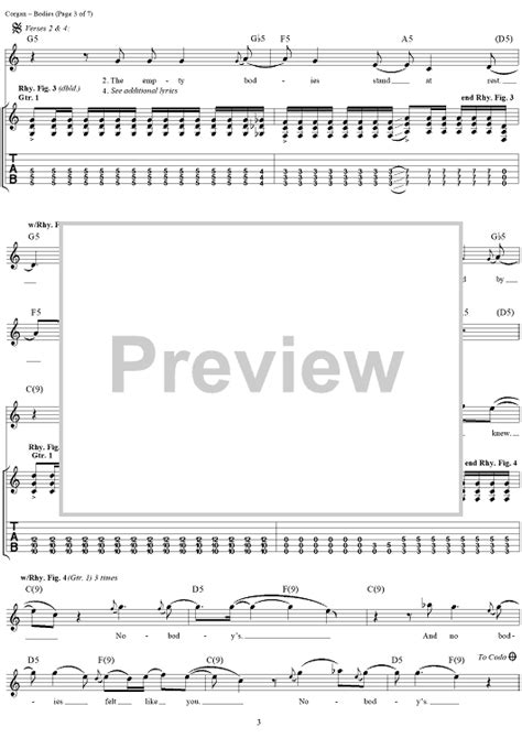 Bodies Sheet Music By Smashing Pumpkins For Guitar Tabvocal Sheet