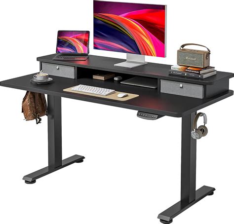 Cubiker Electric Standing Desk With Glass Top Monitor Stand X