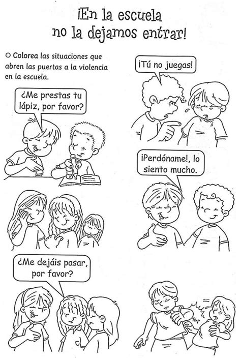 Ejemplos de Conflictos y Soluciones para Niños para Colorear 5