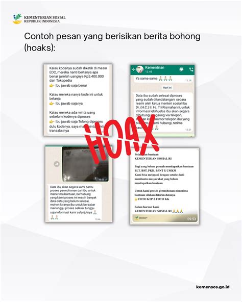 Info Hoax Pendaftaran Bansos Melalui Whatsapp Kementerian Sosial