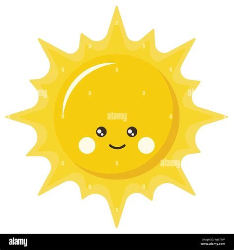 Flat Vector Illustration Of Cute Smiling Happy Sun Cartoon Icon Logo